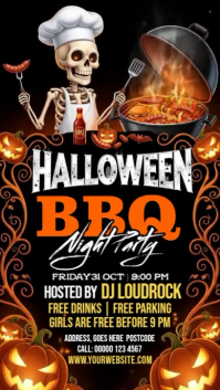 Black Maximalist Halloween Bbq Night Party Instagram Story template