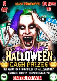 Black Maximalist Halloween Bingo Night Cash Prize A2 template