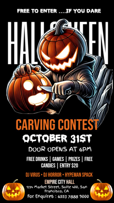 Black Maximalist Halloween Carving Contest  Instagram Story template