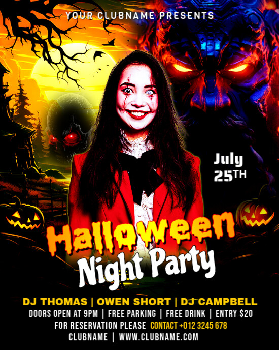 Black Maximalist Halloween Club Flyer Instagram Portrait template