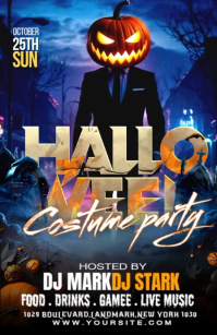 Black Maximalist Halloween Costume Contest Flyer Half Page Wide Halfbladsy Breed template