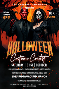 Hitam Halloween Costume Contest Poster Template