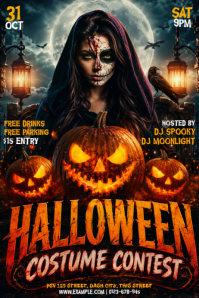 Black Halloween Costume Contest 海报 Template
