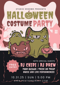 Black Maximalist Halloween Costume Party A2 template