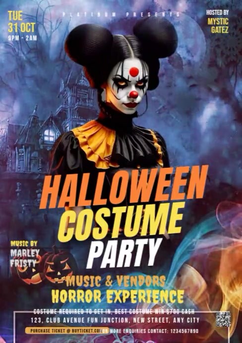 Plantilla de Black Maximalist Halloween Costume Party A3 | PosterMyWall