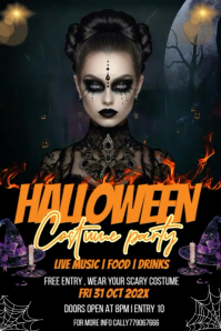 Black Maximalist Halloween Costume Party invitation Poster template