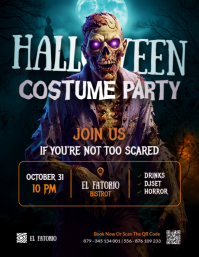 Black Halloween Costume Party Flyer Template
