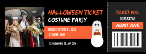 黑色 Halloween Costume Party Ticket Facebook Cover Photo Template