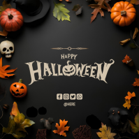 Black Maximalist Halloween Design Square (1:1) template