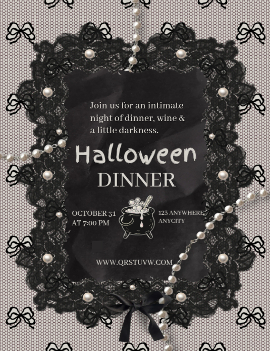 Black Maximalist Halloween Dinner Party Flyer#halloweendinner # ...