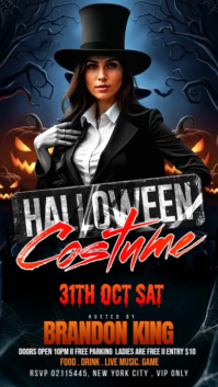 Black Maximalist Halloween Dj Party Night Facebook Story template