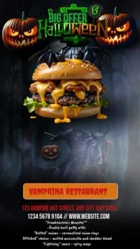 Black Maximalist Halloween Double Beef Patty  Digital Display (9:16) template