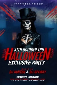 Black Maximalist Halloween Exclusive Party Banner 4' × 6' template