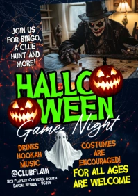 Black Maximalist Halloween Game Night A5 template