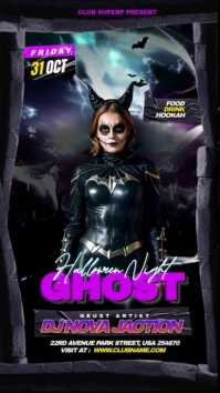 Black Maximalist Halloween Ghost Night Party Tampilan Digital (9:16) template