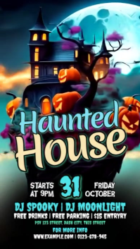 Black Maximalist Halloween Haunted House Instagram Story template