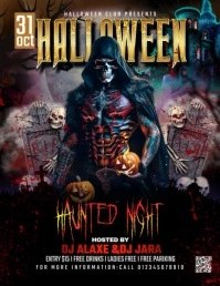 Black Maximalist Halloween Haunted Night Flyer (us Letter) template