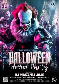 Black Maximalist Halloween Horror Night  A4 template