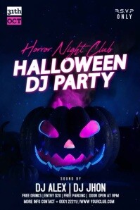 Black Maximalist Halloween Horror Night Club Dj Party Poster template