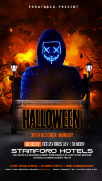Black Maximalist Halloween Horror Night Club Party Instagram Story template