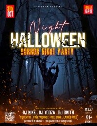 Black Maximalist Halloween Horror Night Party Video Flyer (us Letter) template