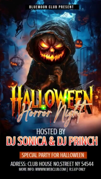 Black Maximalist Halloween Horror Night Party Facebook Story template