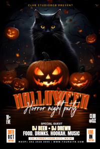 Black Maximalist Halloween Horror Night Party Poster 海报 template