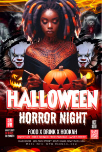 Black Maximalist Halloween Horror Night  Poster template