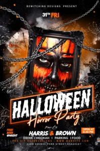 Black Maximalist Halloween Horror Party Banner 4' × 6' template