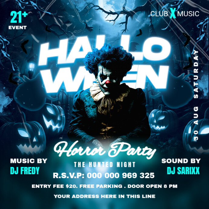 Black Maximalist Halloween Horror Party Instagram Post Template ...