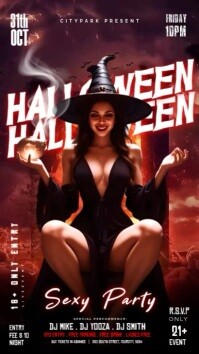 Black Maximalist Halloween Hot & Sexy Party Poster Design Template História do Instagram