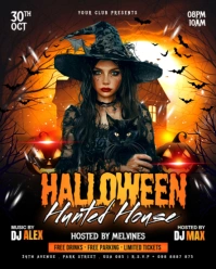 Black Maximalist Halloween Hunted House Party Flyer Instagram Portrait template