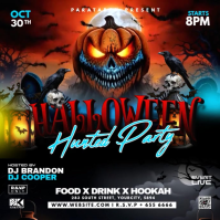 Black Maximalist Halloween Hunter House Party Premium Design Square (1:1) template