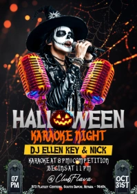 Black Maximalist Halloween Karaoke A5 template