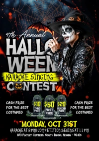 Black Maximalist Halloween Karaoke Night A5 template