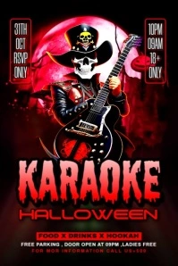 Black Maximalist Halloween Karaoke Party Flyer Poster template