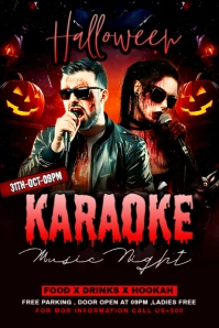 Black Maximalist Halloween Karaoke Party Flyer Poster template