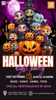 Black Maximalist Halloween Kids Party Instagram Story template