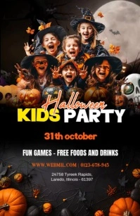 Black Maximalist Halloween Kids Partyt Half Page Wide template