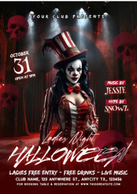 Black Halloween Ladies Night A4 Template