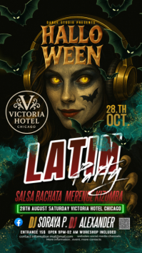 Black Maximalist Halloween Latin Party Night Instagram Story template