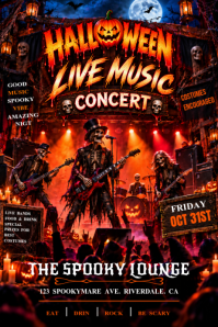 Black Halloween Live Music Concert Plakkaat Template