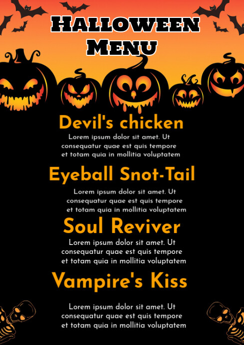 Black Maximalist Halloween Menu A1 template