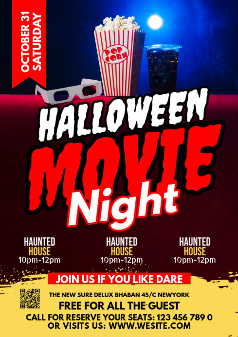 Black Maximalist Halloween Movie Night A1 template