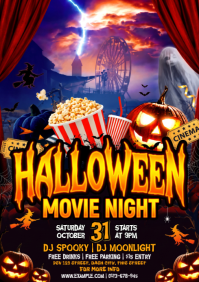 Negro Halloween Movie Night A4 Template