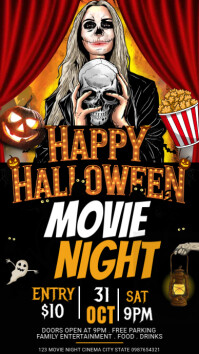 Black Maximalist Halloween Movie Night Instagram Story template