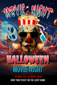 Black Maximalist Halloween Movie Night Poster template