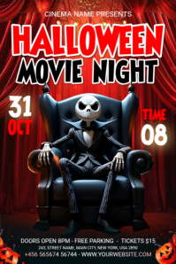 Black Maximalist Halloween Movie Night Poster template