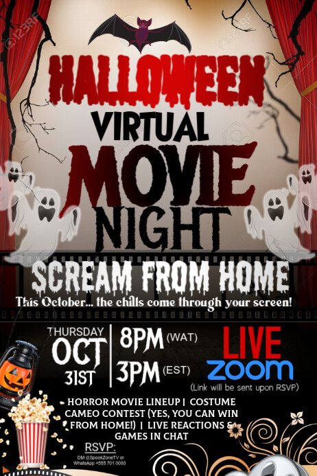 Black Maximalist Halloween Movie Night Poster template