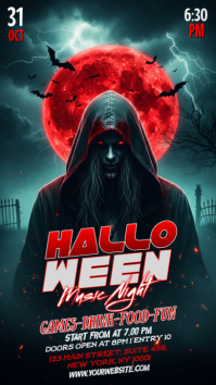 สีดำ Halloween Music Night Party Instagram-verhaal Template